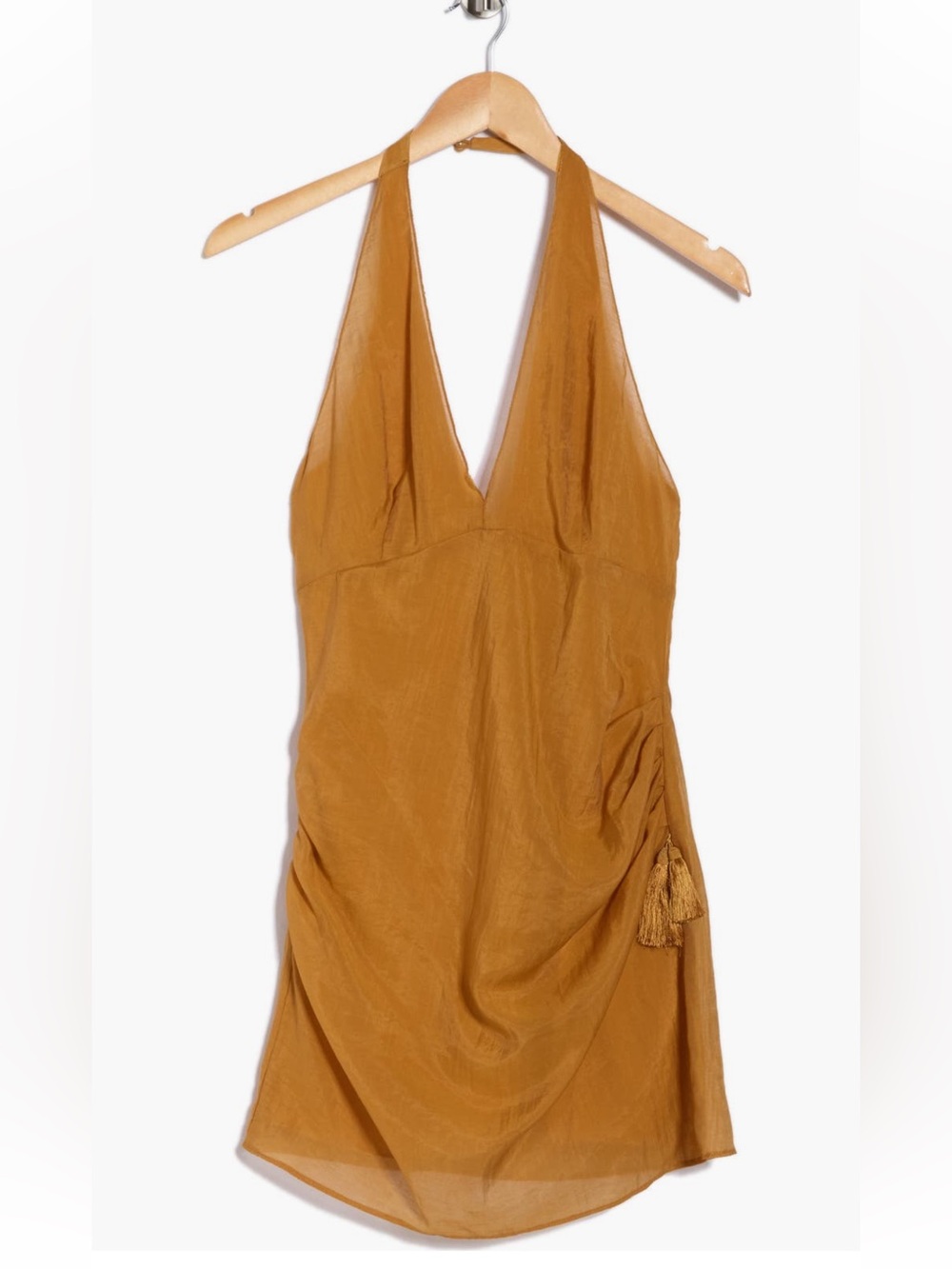 Reformation Mustard Halter V-Neck Slip Camisole